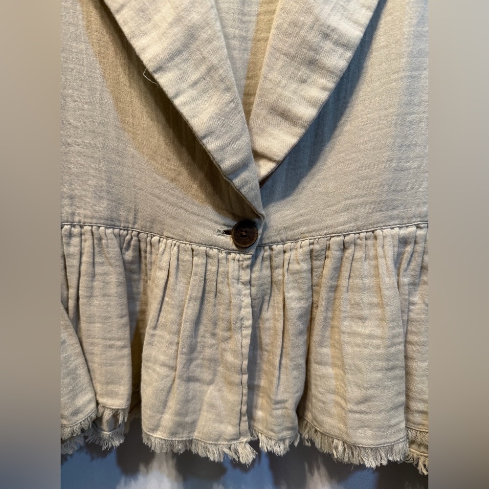 Free People Beige Ruffle Light Jacket - Picture 3 of 5